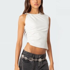 NWT Edikted Asymmetric Gathered Top